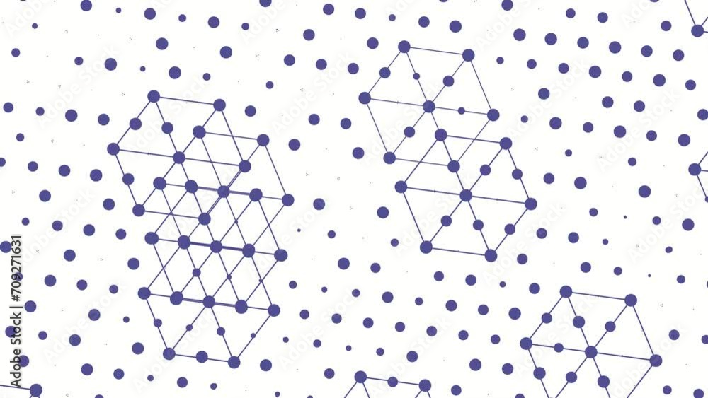 Poster hexagons made of dots and lines. a short modern animated screensaver.