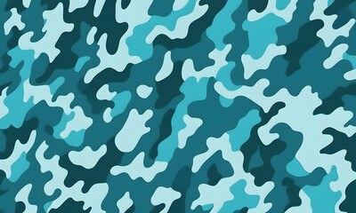 Turquoise Camouflage Pattern Military Colors Vector Style Camo Background Graphic Army Wall Art Design