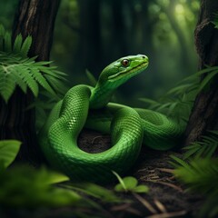 Fototapeta premium green snake illustration background