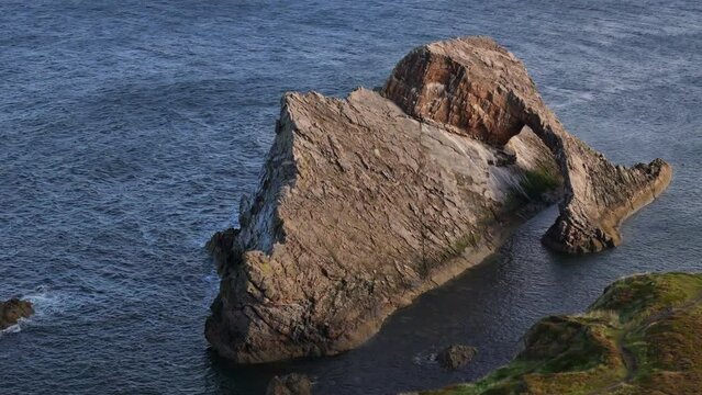 Bow fiddle rock Portknockie Scotland aerial view