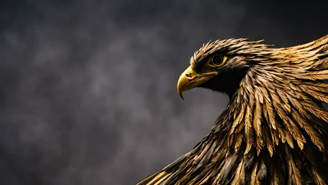graceful eagle on a black background with smoke. Generative AI