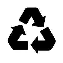 recycle symbol icon, three black arrows vector