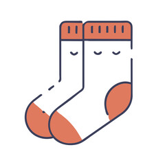 Icon and illustration cartoon white and orange warm warm cozy fluffy pair of socks