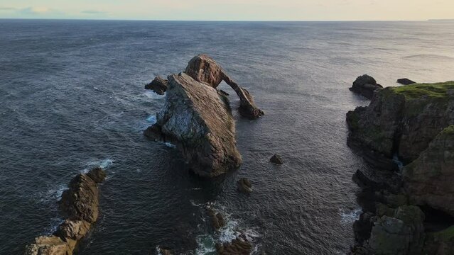Bow fiddle rock Portknockie Scotland aerial view