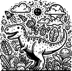 Doodle Dinosaur Cartoon icon 11