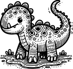 Doodle Dinosaur Cartoon icon 10