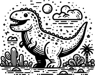 Doodle Dinosaur Cartoon icon 8