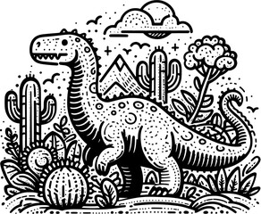 Doodle Dinosaur Cartoon icon 7
