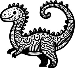 Fototapeta na wymiar Doodle Dinosaur Cartoon icon 4