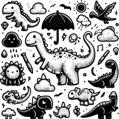 Doodle Dinosaur Cartoon icon 2