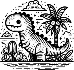 Doodle Dinosaur Cartoon icon 3