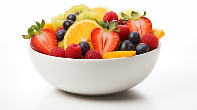 Delicious Fruit Bowl full of fresh fruit on a White background