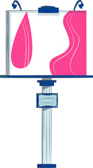 Large pink droplet and winding road sign on a billboard stand. Abstract concept for advertisement design. Signage and outdoor advertising vector illustration.