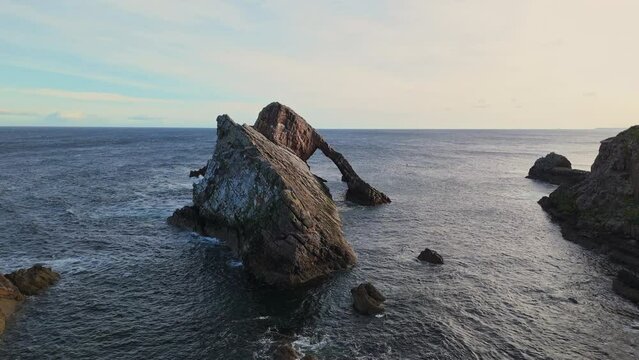 Bow fiddle rock Portknockie Scotland aerial view