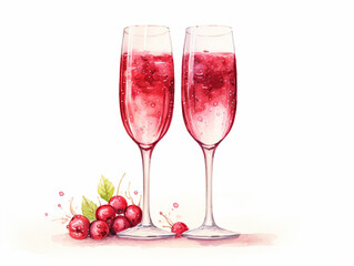Fototapeta na wymiar Watercolor illustration of cocktails beverages on white