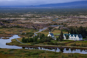Tingvellir National Park is a place where you can see the meeting of two tectonic plates - European...