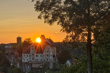 Sonnenuntergang an der Burg Hohnstein