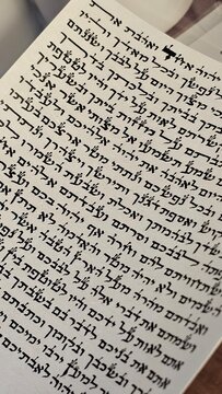 inside Mezuzah jewish Papyrus scroll Klaf inscribed with Hebrew verses from the sefer Torah Jewish mitzvah prayer Shema Yisrael