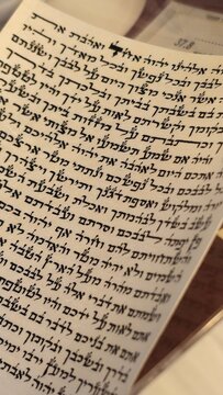 inside Mezuzah jewish Papyrus scroll Klaf inscribed with Hebrew verses from the sefer Torah Jewish mitzvah prayer Shema Yisrael