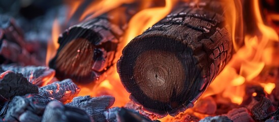 Burning wood emits gases and particulate matter with health risks and ecological significance. - obrazy, fototapety, plakaty