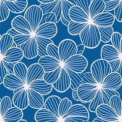 Blue vintage flowers pattern, Generative AI