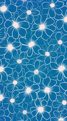 Blue vintage flowers pattern, Generative AI