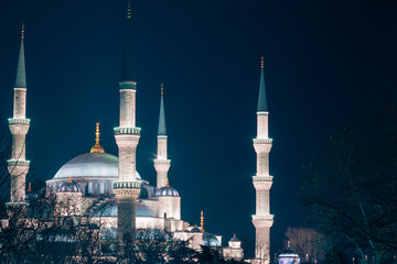 Fototapeta na wymiar Ramadan or islamic concept photo. Sultanahmet Camii or Blue Mosque view