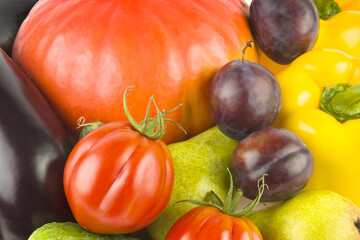 Set of vegetables and fruits. Beautiful background.