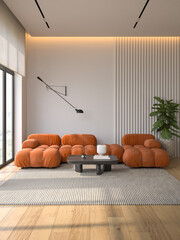 Modern style conceptual interior room 3d illustration - 709281269