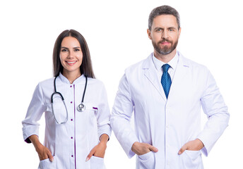 Fototapeta premium medicine, healthcare and people concept. doctor practitioner at hospital. Confident practitioner doctor standing in medical office. general practitioner with stethoscope. Primary healthcare