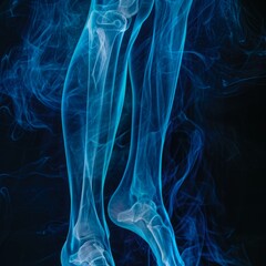 a blue x-ray of human legs