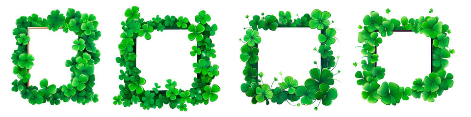 A clover frame on a transparent background. St. Patrick's Day decor. Clipart on a transparent background