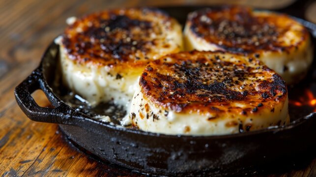 Grilled provoleta cheese with seasonings