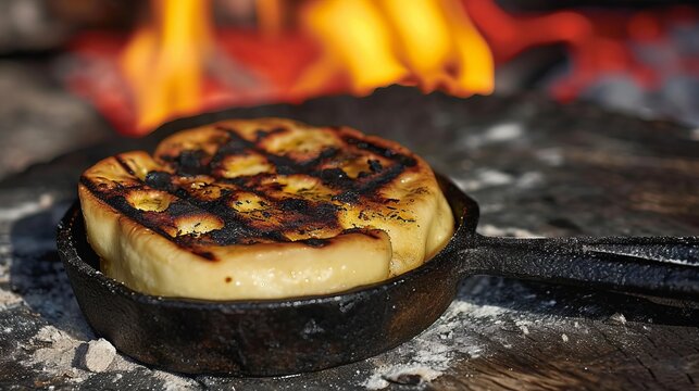 Grilled provoleta cheese with seasonings