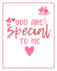 Valentine's day card with romantic phrase about love isolated on white background. Vector Illustration - Vector