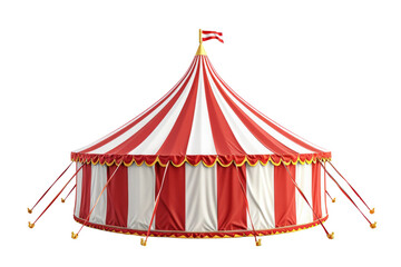 Circus tent isolated on transparent background, Striped dome of traveling circus in amusement park