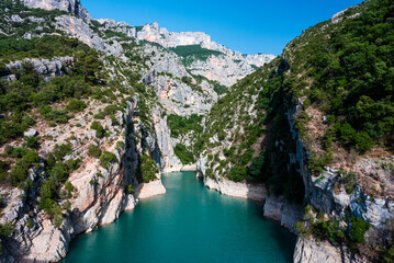 The verdon river at the exit of the canyon