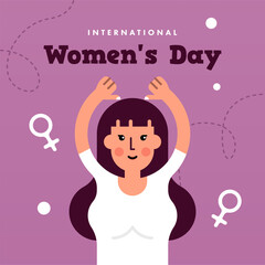 Flat international women's day background illustration. Women's day web banner