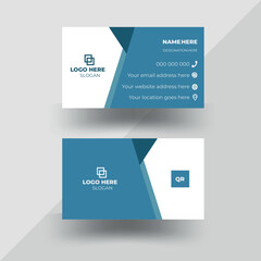 Creative modern clean corporate double-side business card template, personal visiting card, vector illustration, professional simple identity blue, white and elegant visiting card.