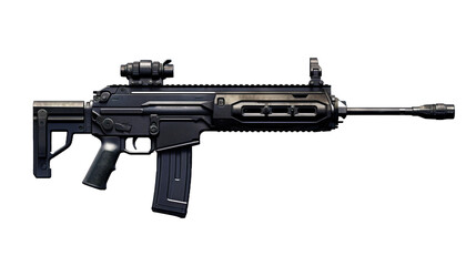 Assault rifle isolated in transparent background.