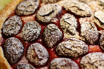 plum pie in close-up. homemade cakes