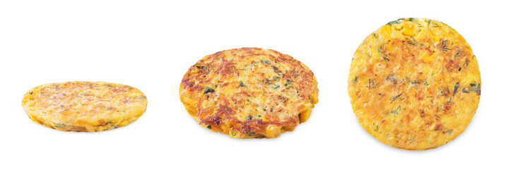 Vegetable pancakes on a white isolated background