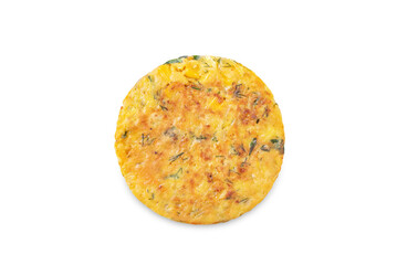 Vegetable pancakes on a white isolated background