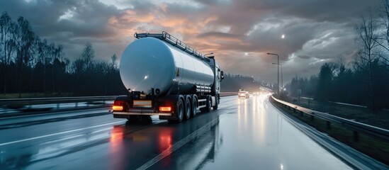 ADR-regulated tanker truck for transporting dangerous goods.