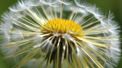 Macro shot of a dandelion. Natural background.