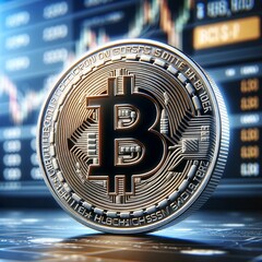 BTC market and cryptocurrency concepts on trading price chart