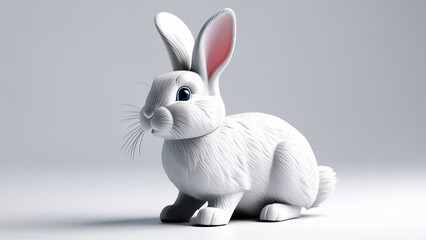 Obraz premium Toy rabbit on a gray background.