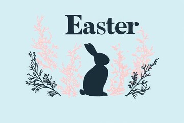  Easter background with bunny and spring flowers