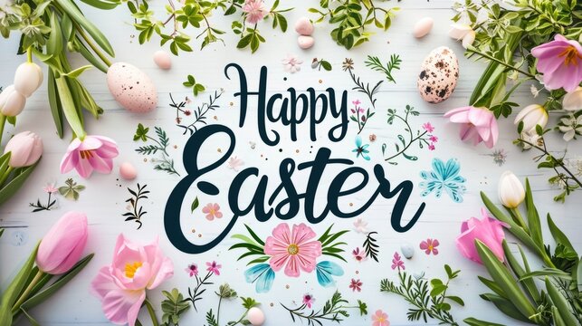 Happy Easter Lettering. Easter Banner, Poster or Greeting Card