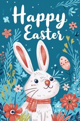 Happy easter card. Holiday easter in cartoon style, background.